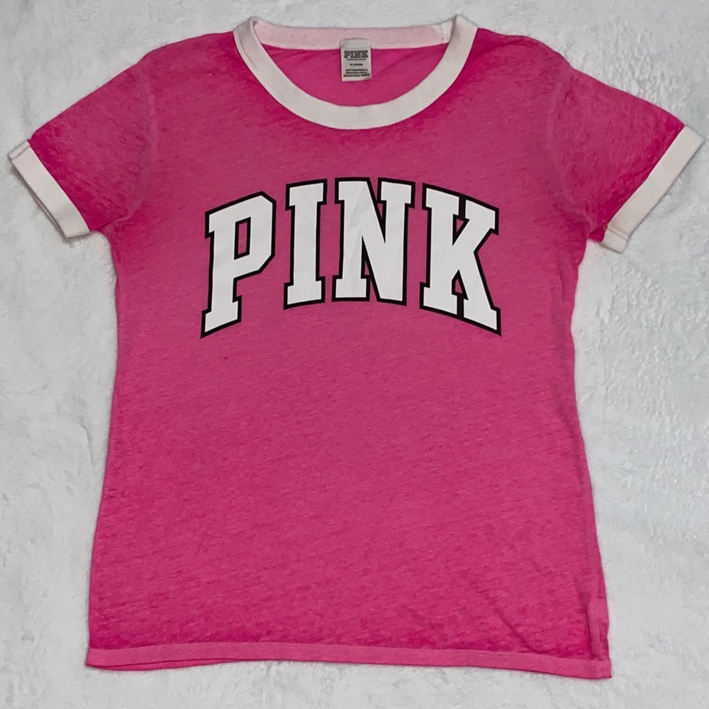 VS PINK Sheer Short Sleeve Top